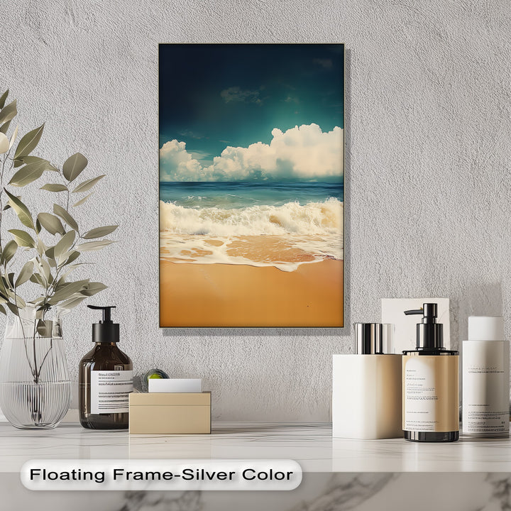 This vivid canvas print of rolling waves makes a soothing statement.

