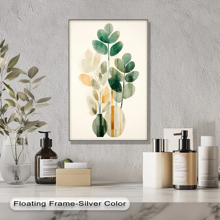 Modern Botanical Silhouettes in Glass Vases – Minimal Nature Canvas Print - MyPhotoStation