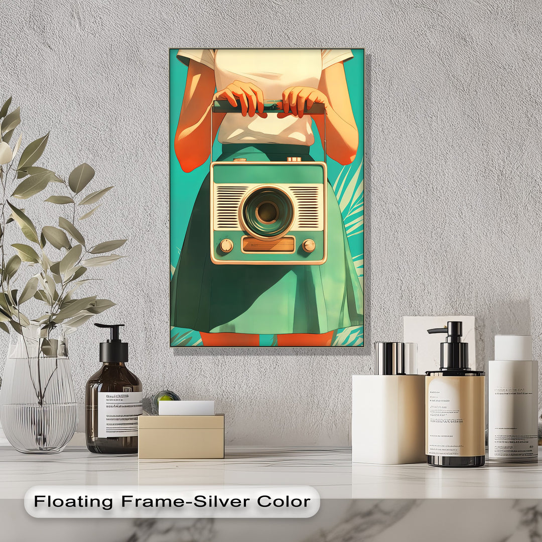 Tuned In – Retro Radio Girl Canvas Print