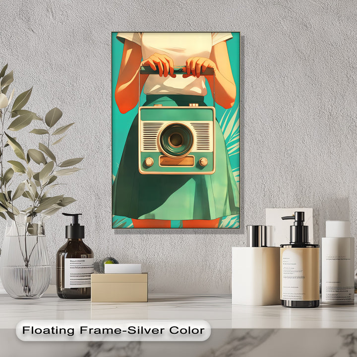 Tuned In – Retro Radio Girl Canvas Print