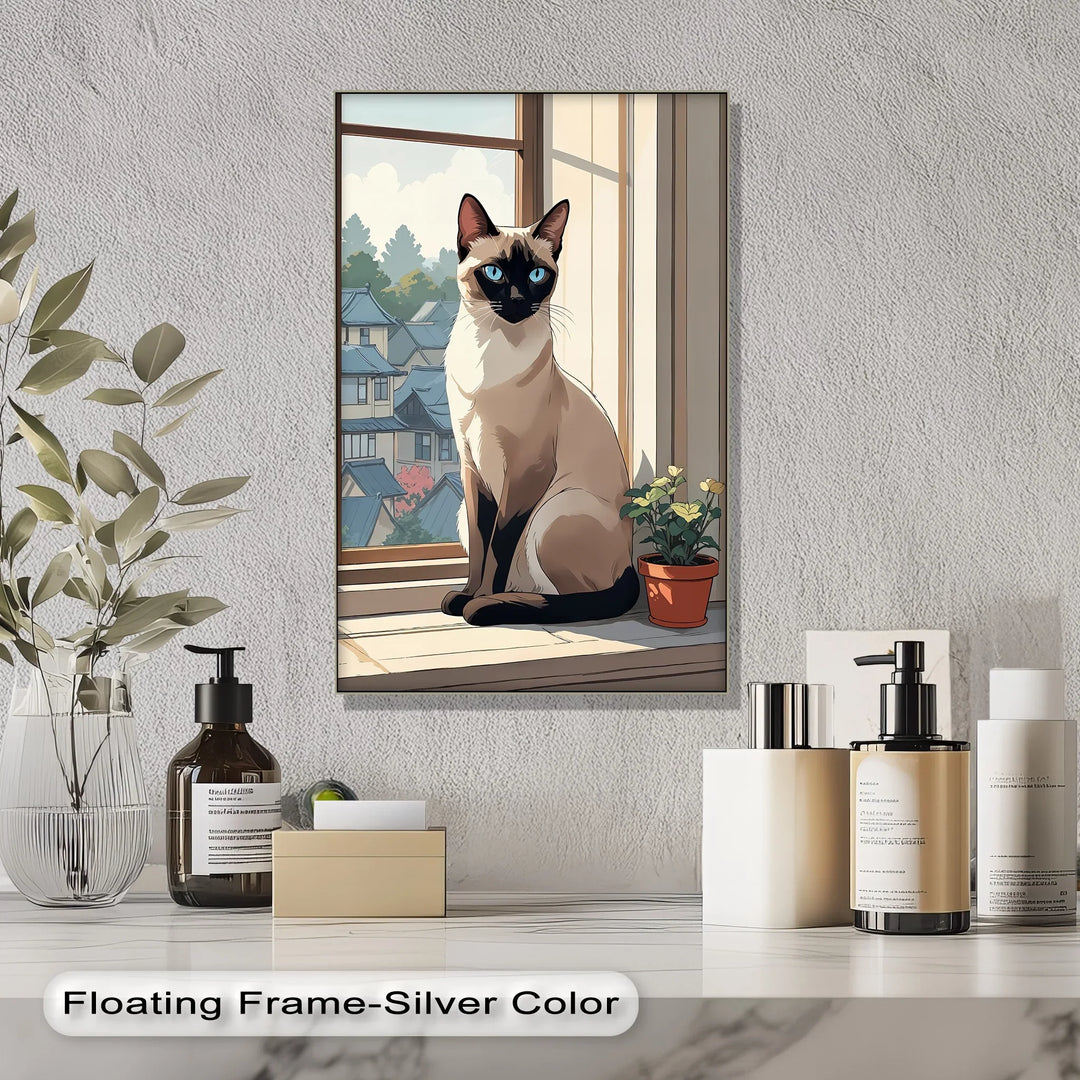 Siamese Cat in Japanese-Inspired Setting - Cat Canvas Print - MyPhotoStation