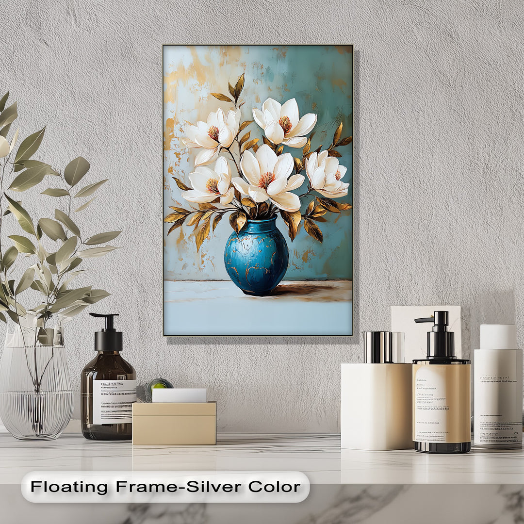 Ivory Magnolia Elegance – White Floral Canvas Print