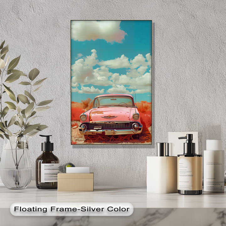 Desert Drift – Faded Pink Classic Car Canvas Print