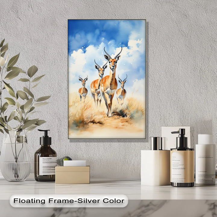 Desert Grace – Antelope Herd in Motion Animal Canvas Print - MyPhotoStation