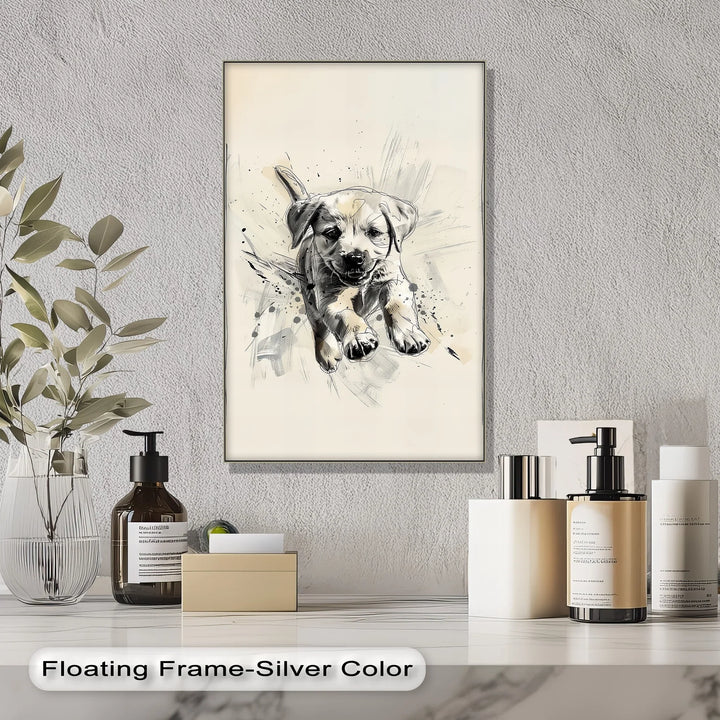 Leap of Joy – Sketch Style Playful Puppy Art Puppies Canvas Print - MyPhotoStation