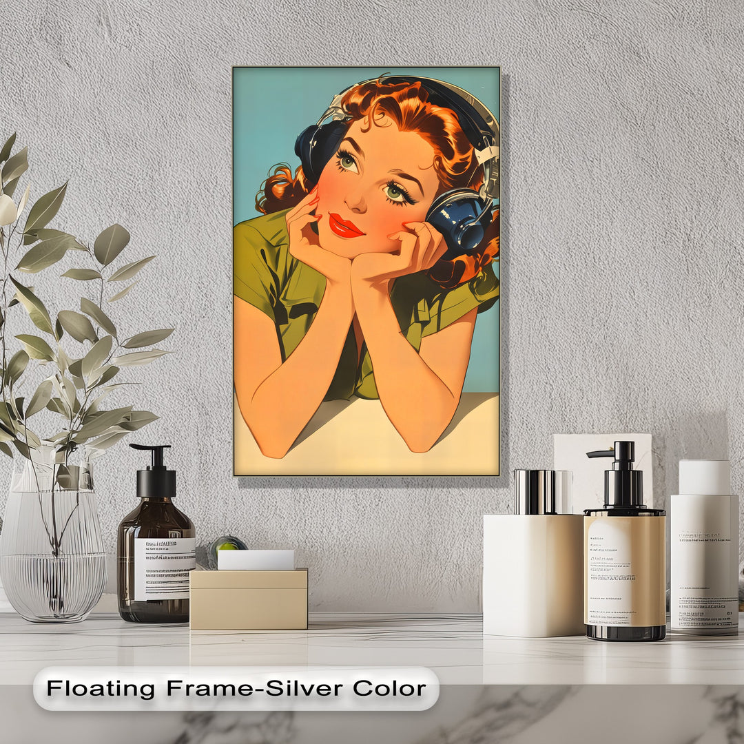 Daydream Frequencies – Retro Girl with Headphones Canvas Print