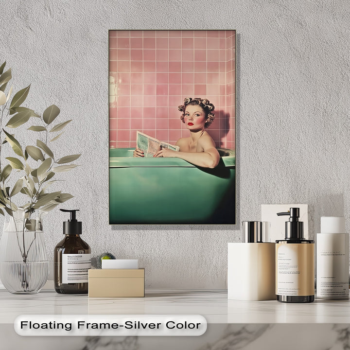This playful yet chic canvas print merges vintage fashion and bathroom humor, making it a bold choice for eclectic and feminine home interiors.

