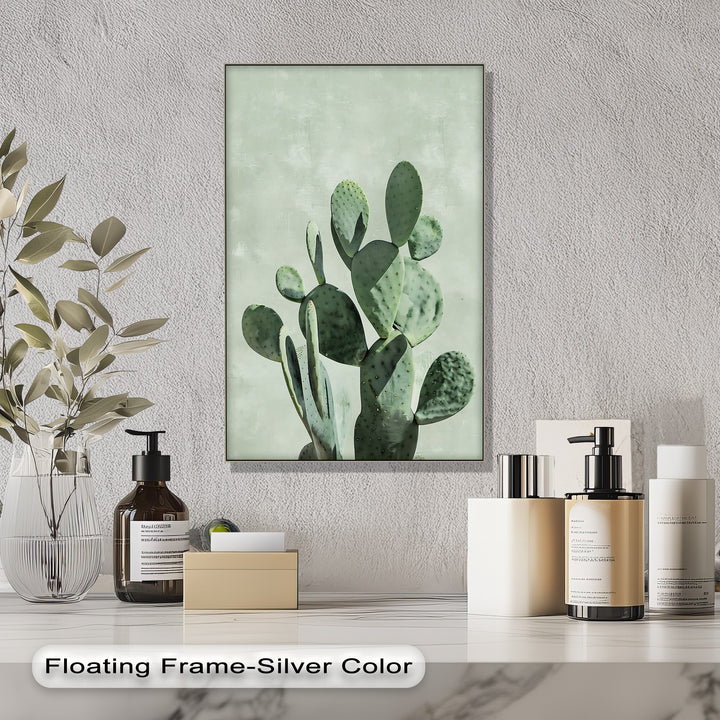 Prickly Pear Cactus Wall Art – Desert Minimalism Canvas Print