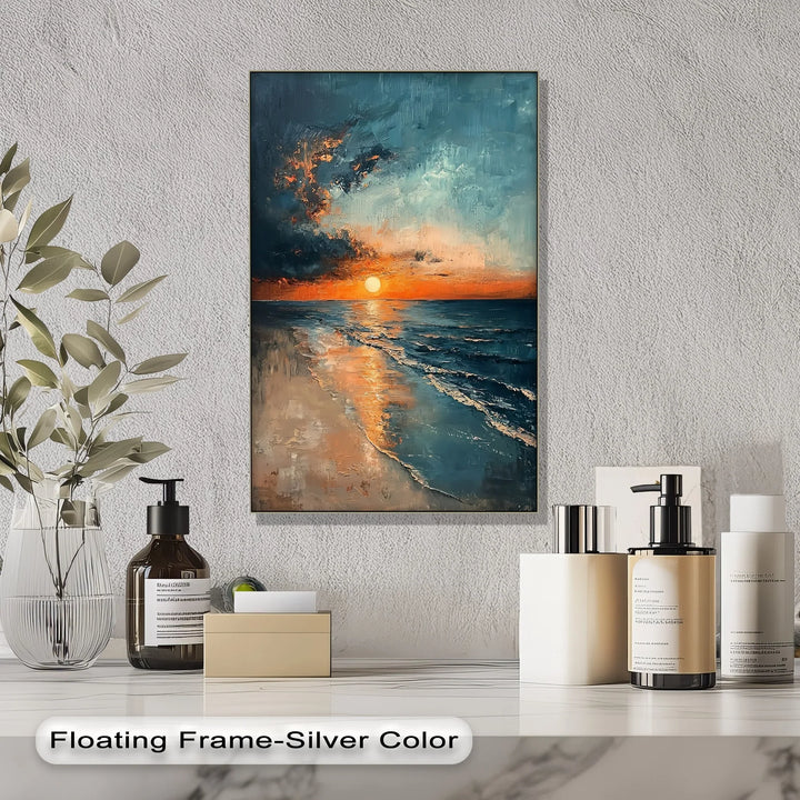 Sunset Serenity Over Ocean Shore – Tranquil Seascape Canvas Print - MyPhotoStation