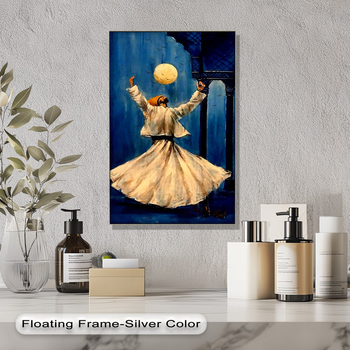 Moonlit Dance – Whirling Dervish Islamic Canvas Wall Art | Large Canvas