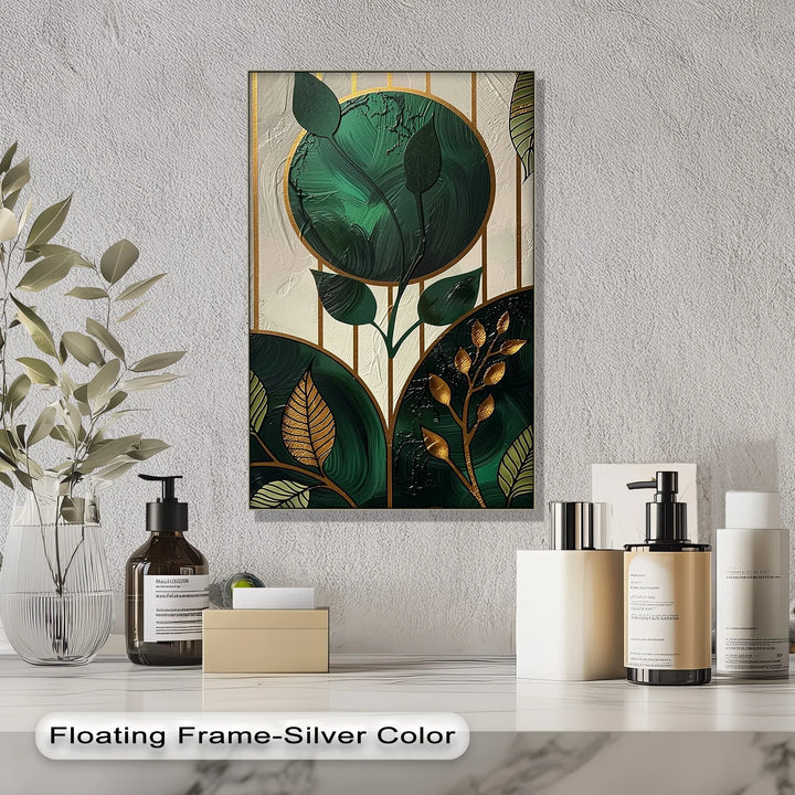 Golden Botanica – Luxe Leaf Design in Emerald and Gold Canvas Print - MyPhotoStation