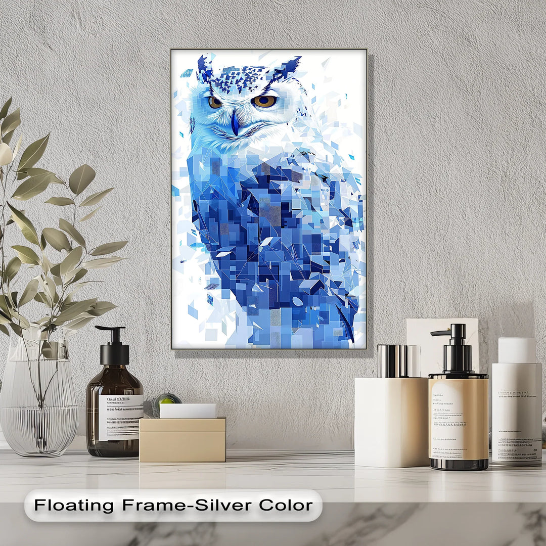 Geometric Snow Owl Portrait – Animal Blue Canvas Prints - MyPhotoStation