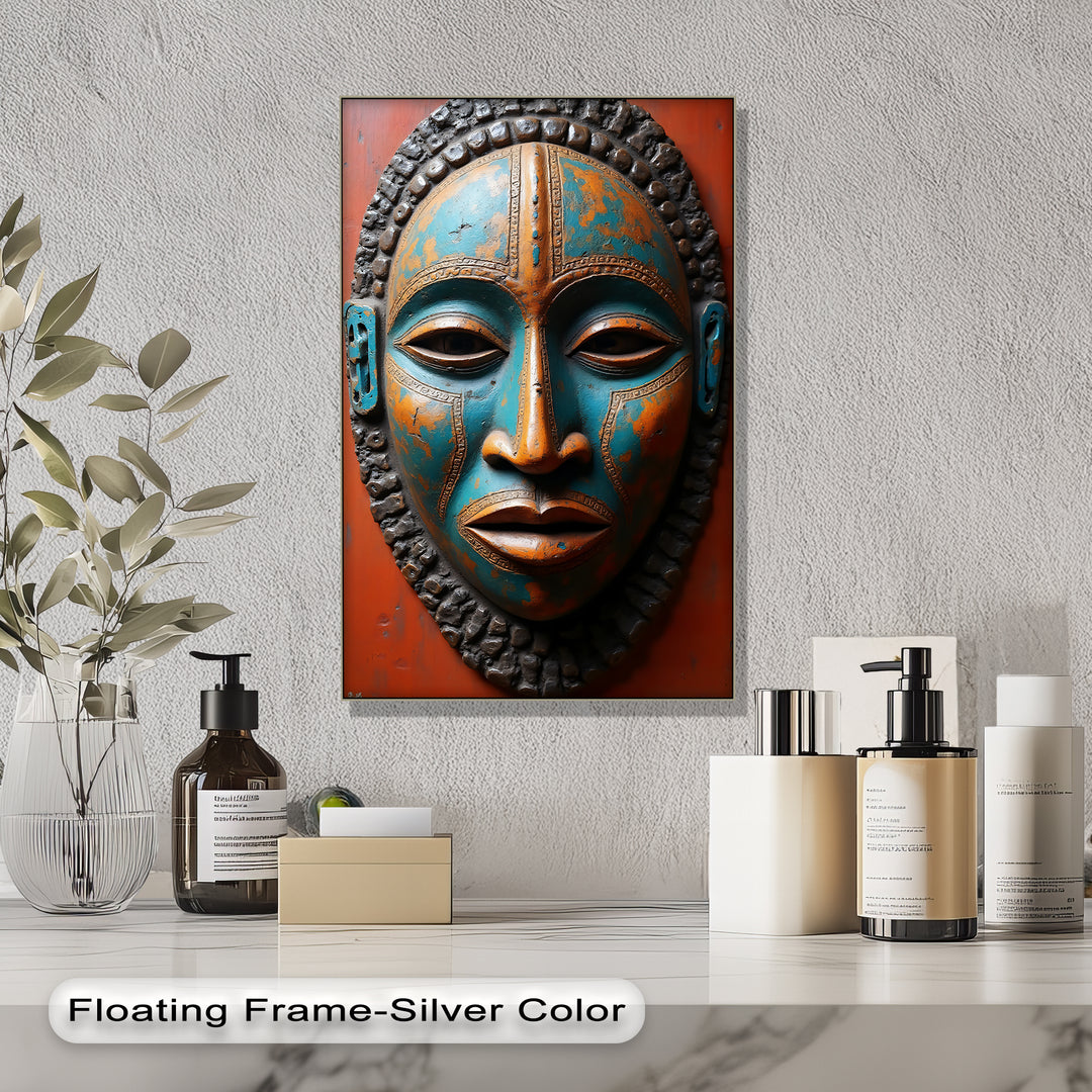 Tribal Guardian – African Mask Canvas Wall Art | Large Framed Wall Art