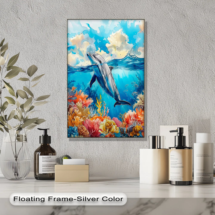 Dolphin Gliding Through Coral Paradise – Blue Ocean Canvas Prints - MyPhotoStation
