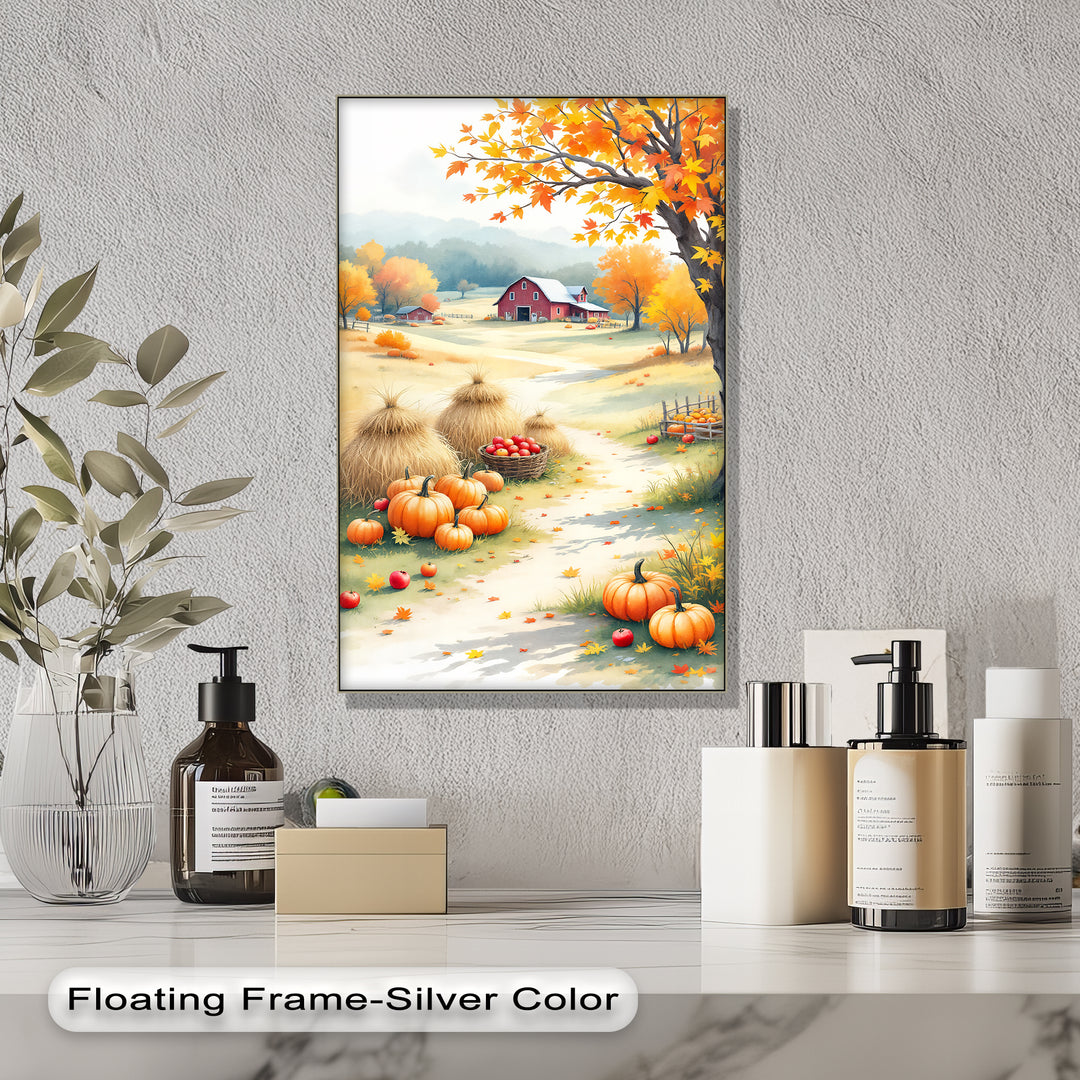 Harvest Barn – Autumn Farmhouse Pumpkin Canvas Wall Art | Canvas Artwork