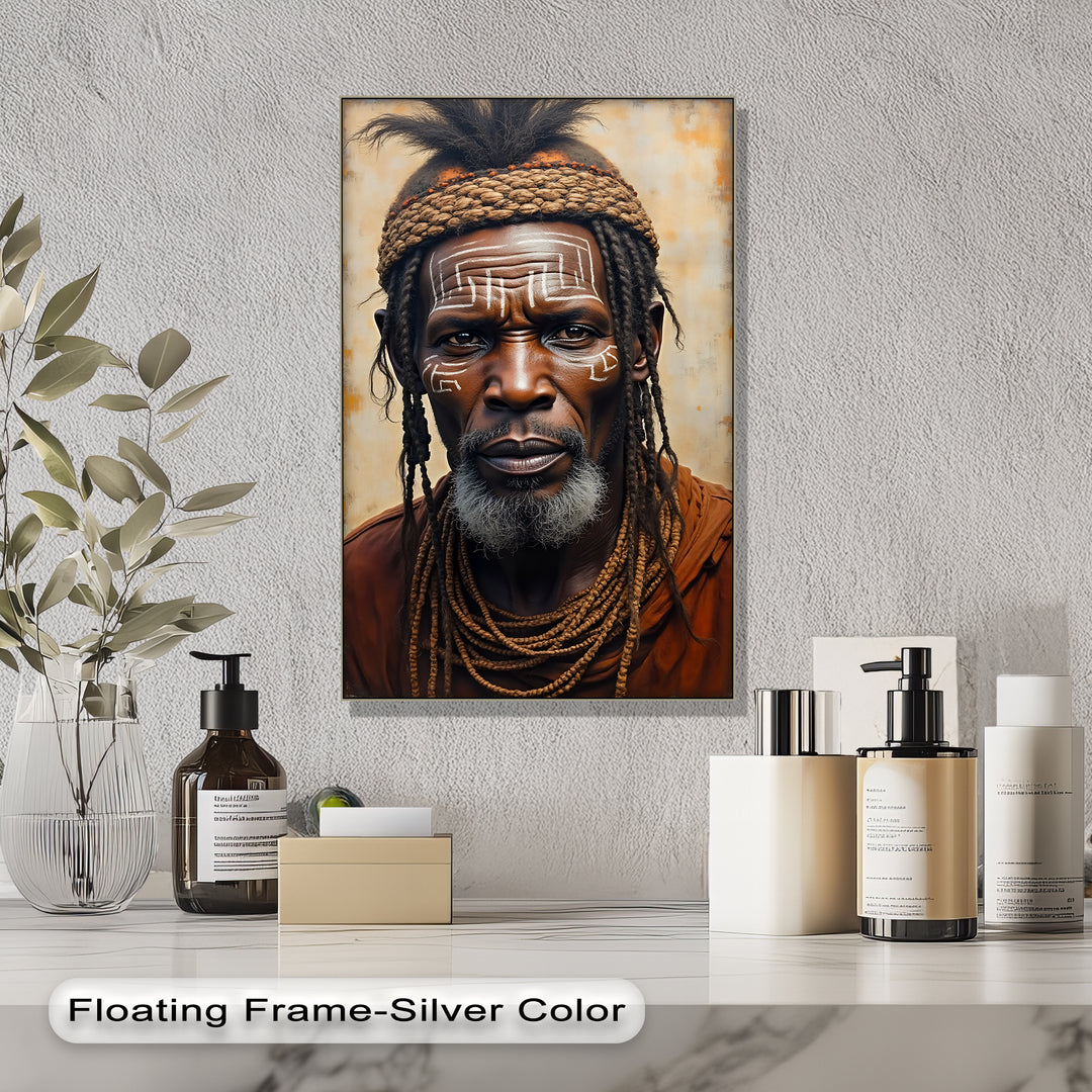 African Tribal Elder Portrait – Ethnic Wall Art Canvas Print | Framed Canvas