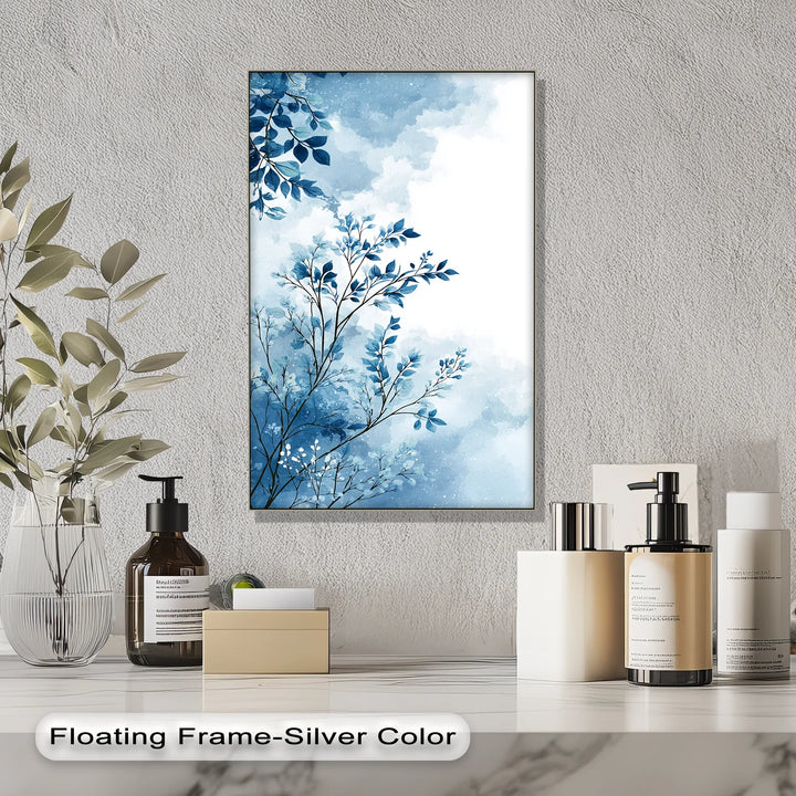 Indigo Breeze Botanical – Watercolor Leaf Design Blue Canvas Prints - MyPhotoStation