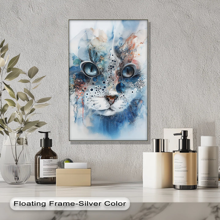 Mystic Whiskers – Abstract Blue Cat Portrait Blue Canvas Prints - MyPhotoStation