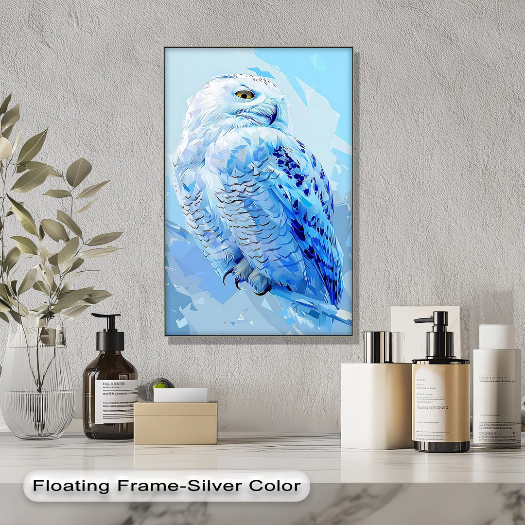 Crystal Gaze – Blue Snow Owl in Geometric Arctic Style Canvas Prints - MyPhotoStation