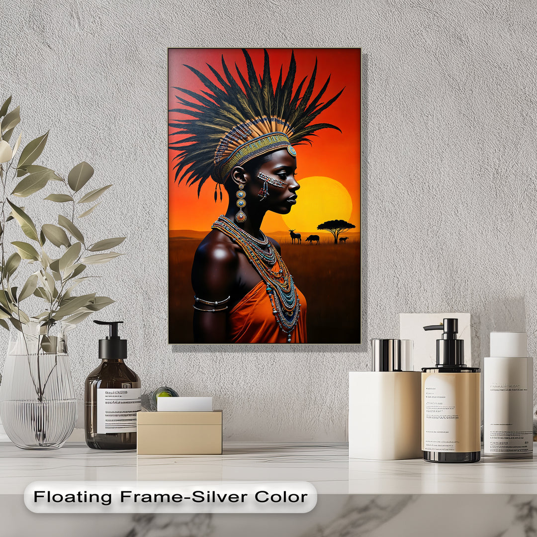 Sunset Majesty – African Tribal Woman Canvas Wall Art | Artwork Canvas
