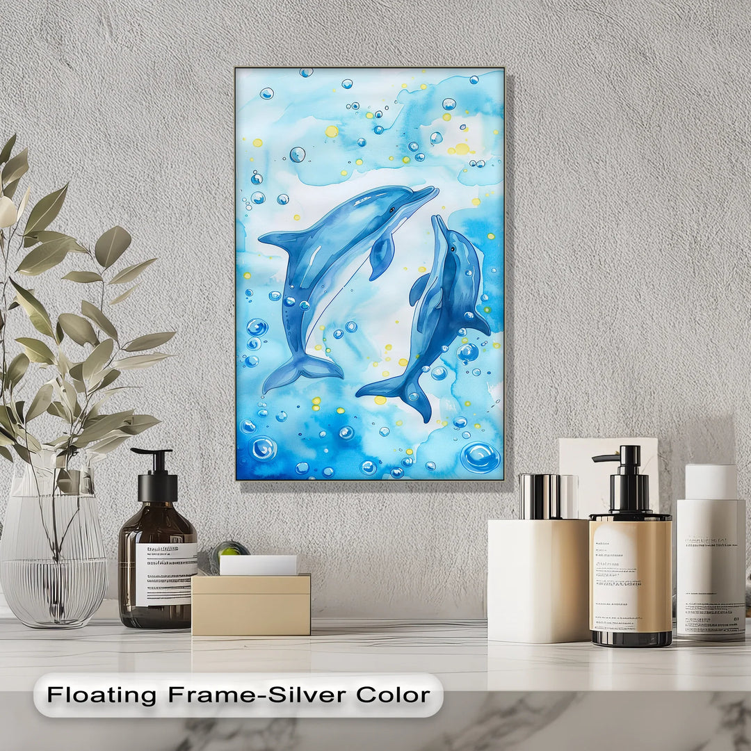 Joyful Dolphins in Bubbly Waters – Blue Ocean Canvas Prints - MyPhotoStation