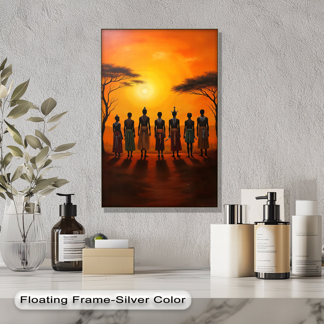 African Tribe at Sunset – Traditional Tribal Canvas Wall Art | Artwork Canvas