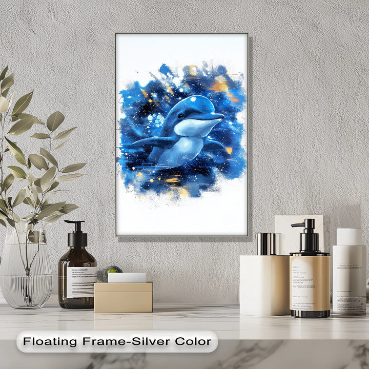 Joyful Ocean Splash – Playful Dolphin Blue Canvas Prints - MyPhotoStation