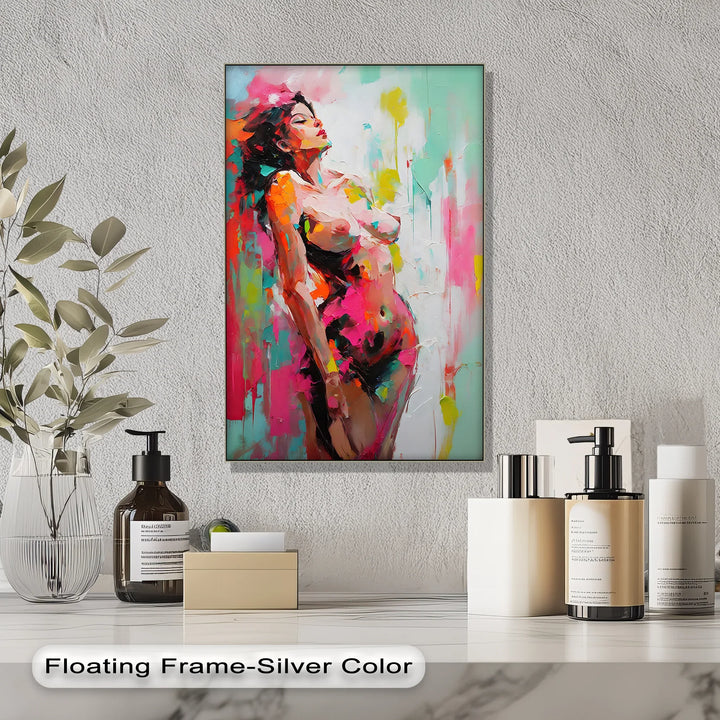 Radiant Surrender – Bold Expressionist Nude Canvas Print - MyPhotoStation