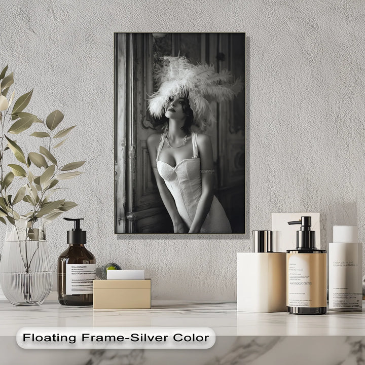 Feathered Elegance – Vintage-Inspired Female Portrait Canvas Print - MyPhotoStation