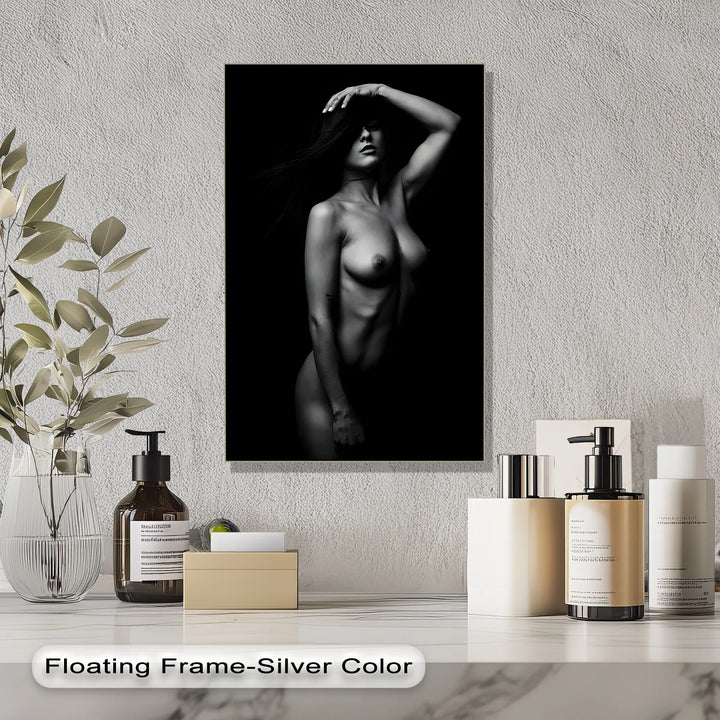 Veil of Shadow – Black and White Female Portrait Canvas Print - MyPhotoStation