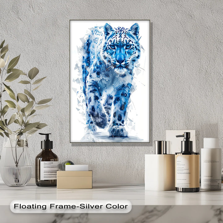 Frostborn Majesty – Blue Snow Leopard in Shattered Ice Style Canvas Prints - MyPhotoStation