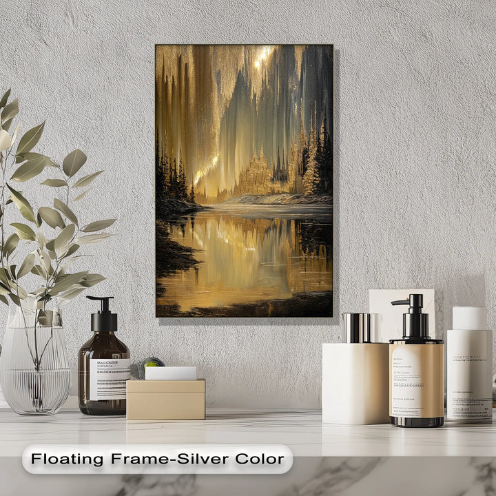 Golden Northern Lights Reflection – Abstract Landscape Canvas Print - MyPhotoStation