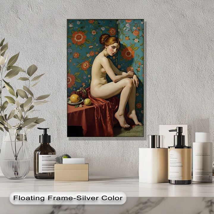 Floral Reverie – Seated Nude with Vintage Erotic Canvas Print - MyPhotoStation