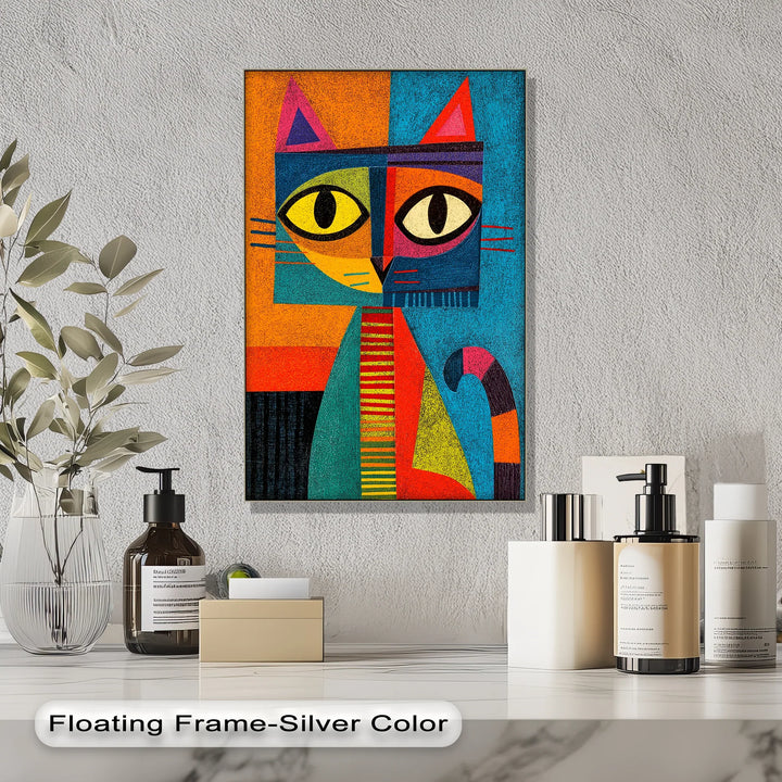 Whimsical Abstract Cat – Colorful Cubist Style Canvas Prints - MyPhotoStation