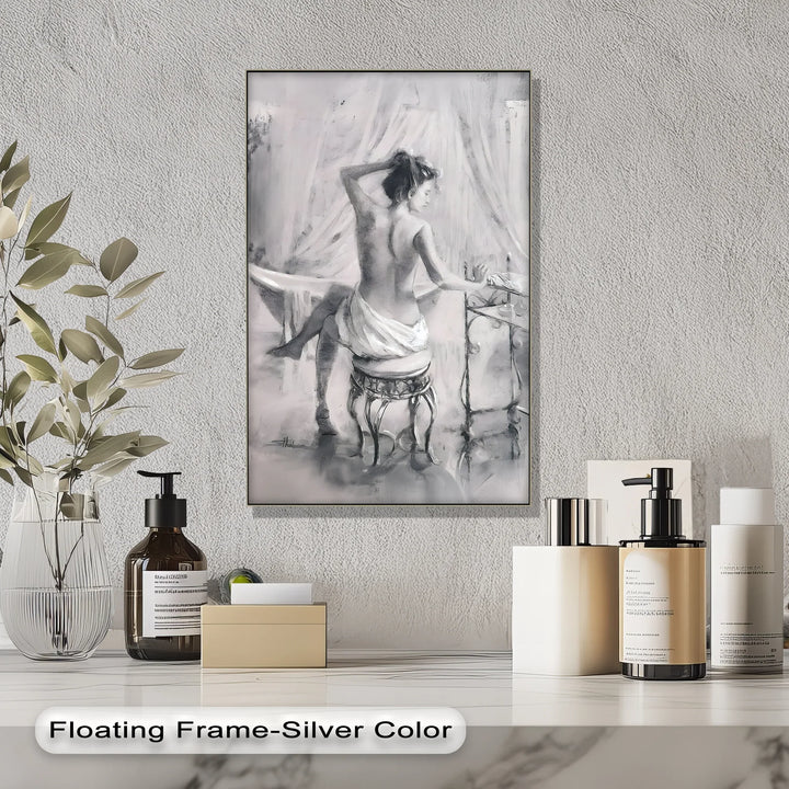 Timeless Elegance – Classical Nude Woman at Vanity Canvas Print - MyPhotoStation