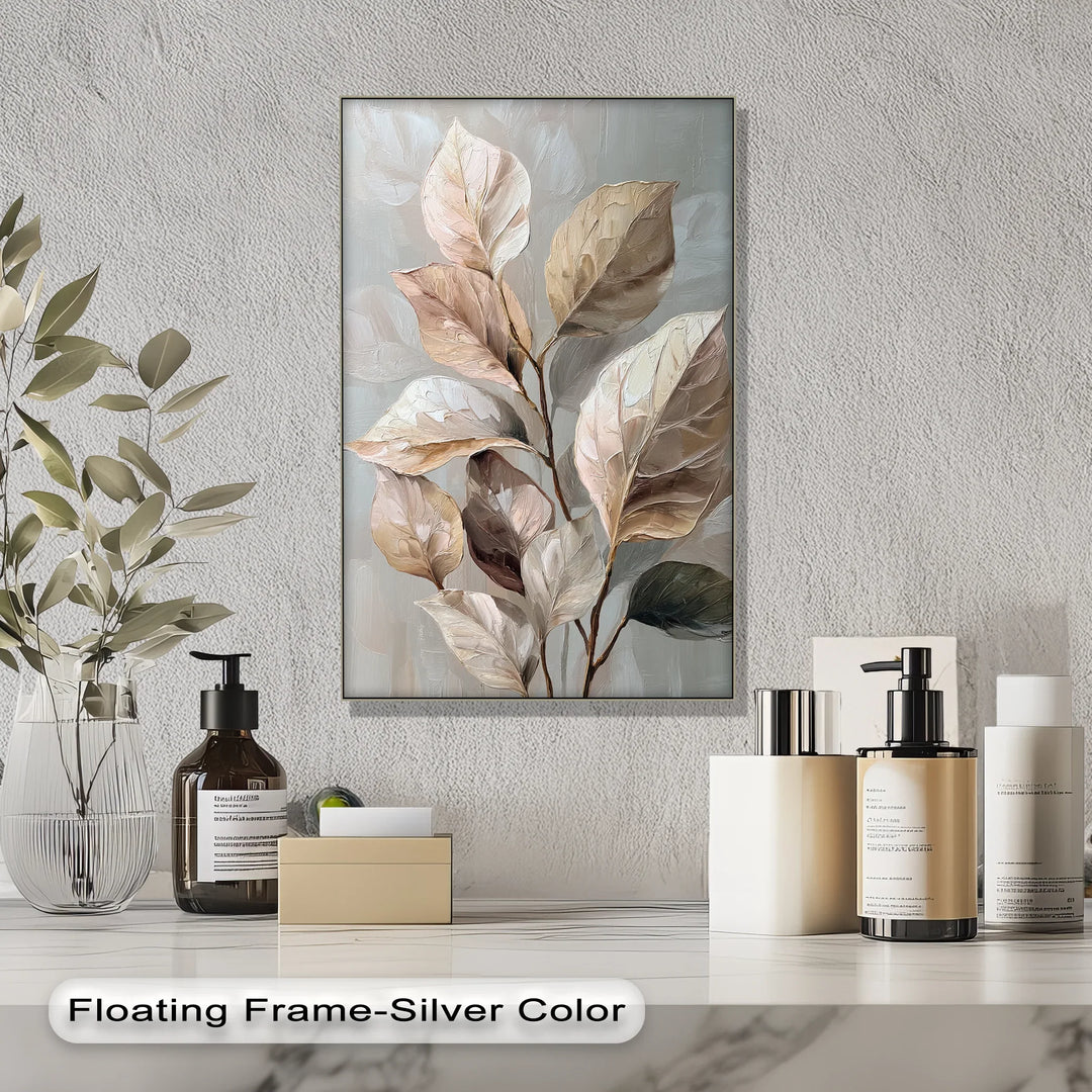 Elegant Earth-Toned Leaves – Neutral Abstract Botanical Canvas Print - MyPhotoStation