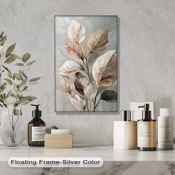 Elegant Earth-Toned Leaves – Neutral Abstract Botanical Canvas Print - MyPhotoStation