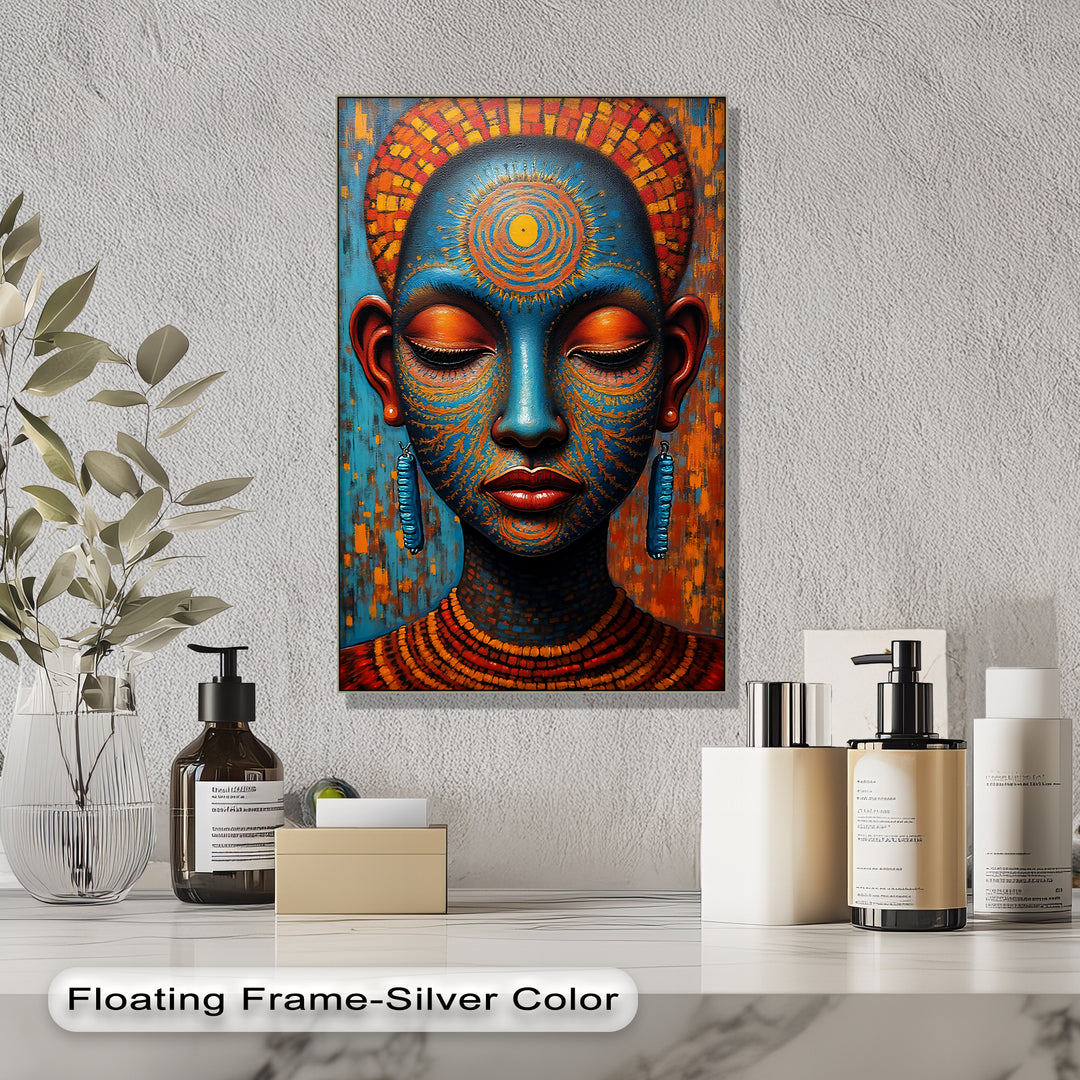 Sacred African Goddess Portrait – Tribal Ethnic Canvas Wall Art | Framed Canvas