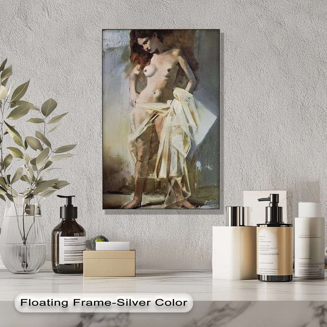 Golden Veil – Classical Nude in Soft Light Canvas Print - MyPhotoStation