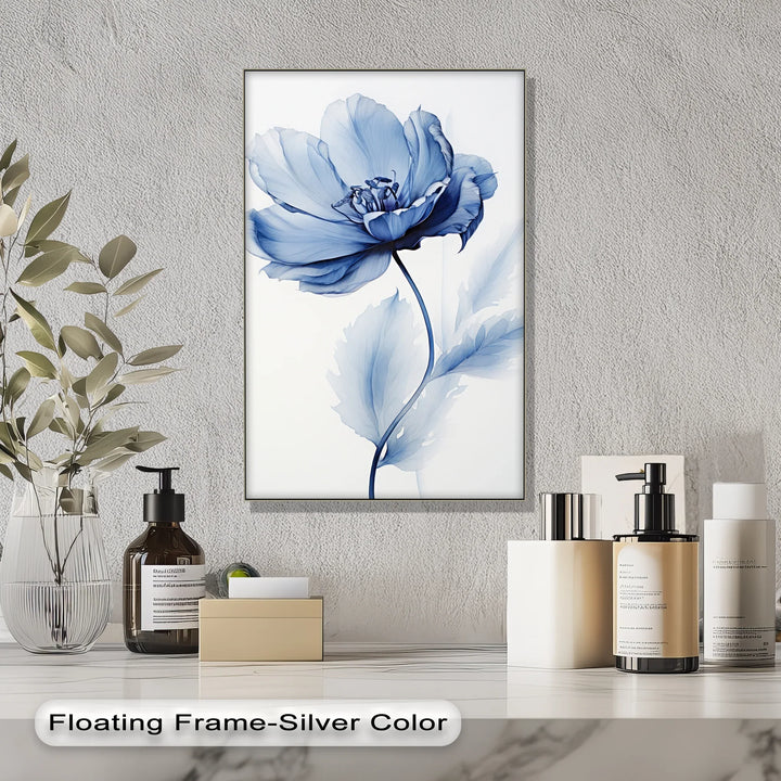Petal Elegance – Minimalist Blue Bloom Blue Canvas Prints - MyPhotoStation