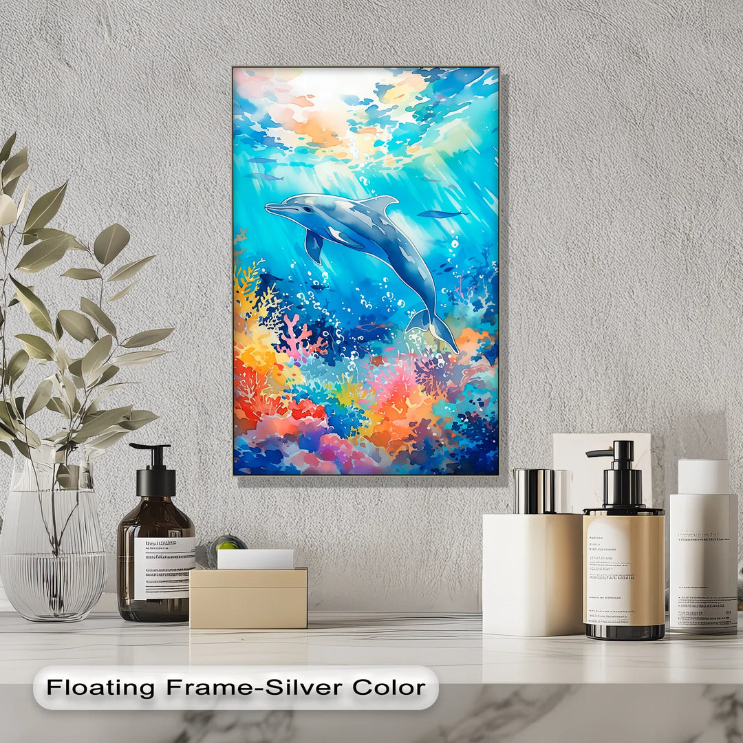 Vibrant Dolphin in Coral Reef – Blue Ocean Canvas Prints - MyPhotoStation