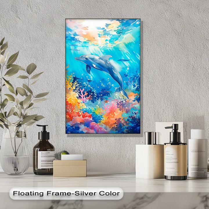 Vibrant Dolphin in Coral Reef – Blue Ocean Canvas Prints - MyPhotoStation