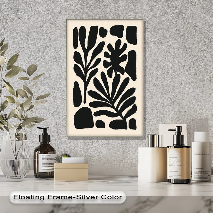 Modern Botanical Silhouettes – Minimalist Black and Beige Canvas Print - MyPhotoStation
