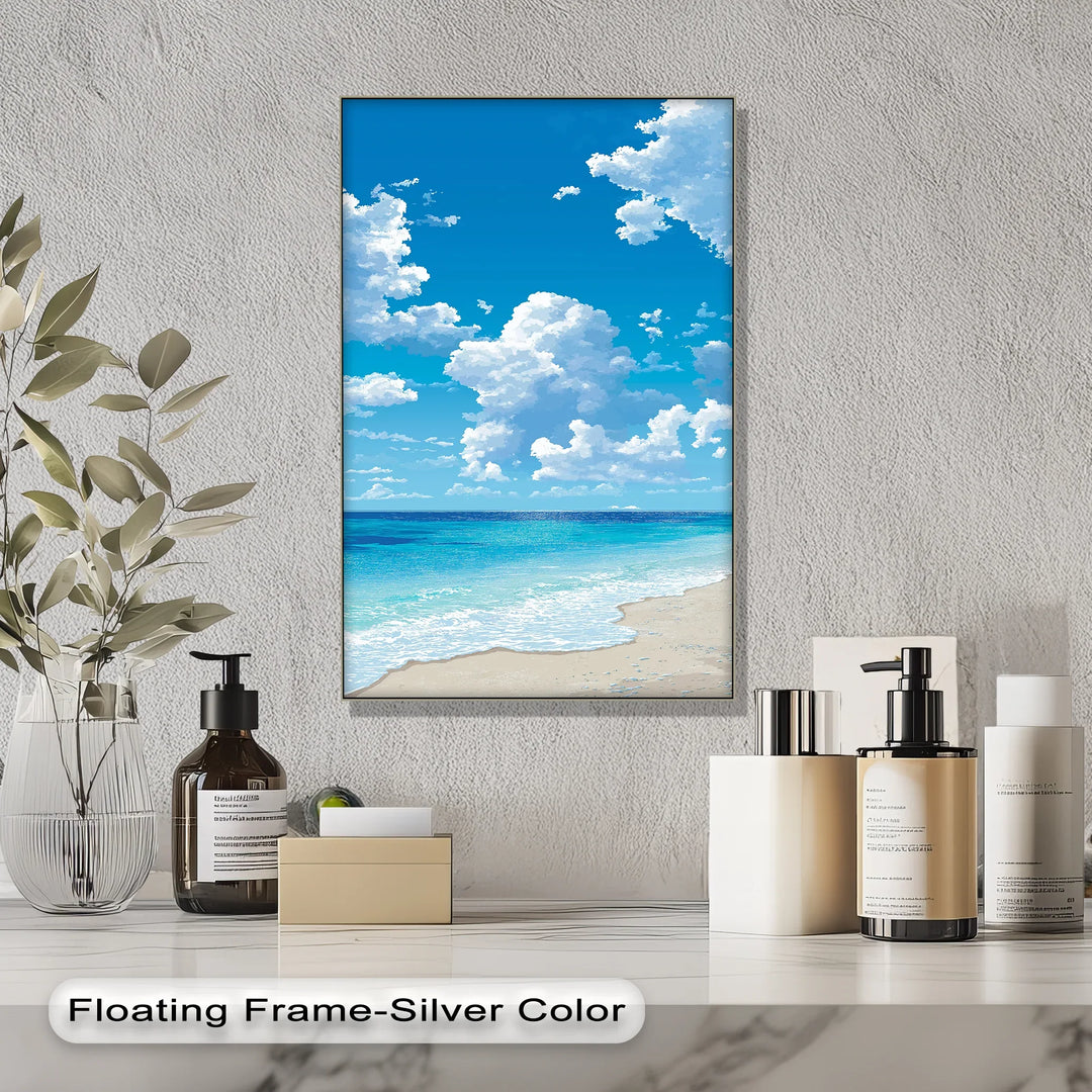 Tranquil Ocean Horizon with Clouds – Coastal Serenity Canvas Print - MyPhotoStation