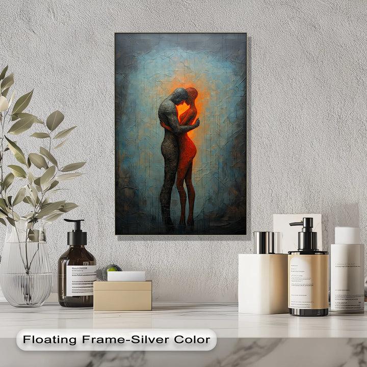 Eternal Embrace – Fiery Lovers in Abstract Passion Canvas Print - MyPhotoStation