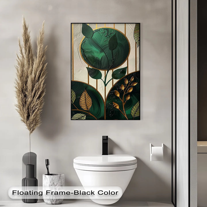 Golden Botanica – Luxe Leaf Design in Emerald and Gold Canvas Print - MyPhotoStation