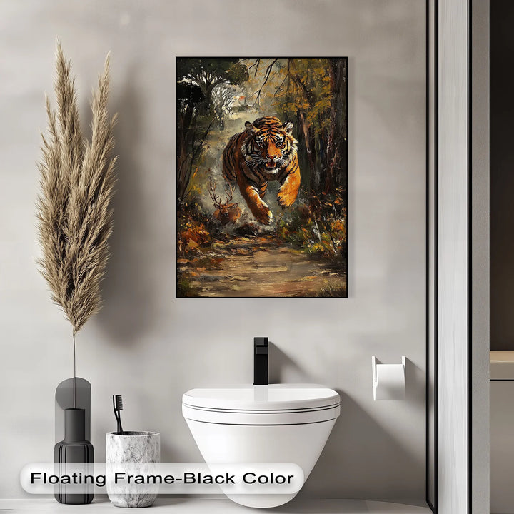 Predator's Pursuit – Wild Tiger Chase Animal Canvas Print - MyPhotoStation