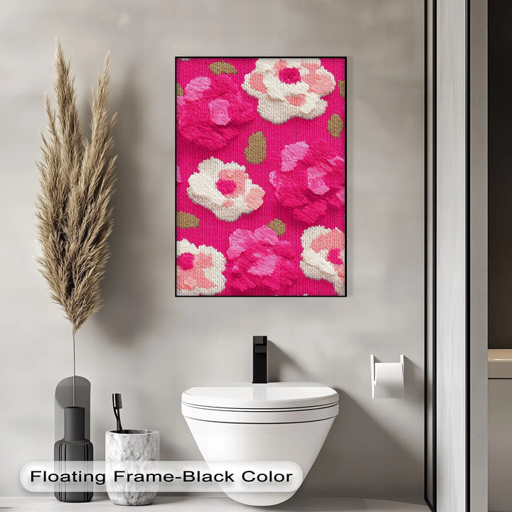 Bold Pink Floral Knit Pattern – Modern Yarn Texture Canvas Print - MyPhotoStation