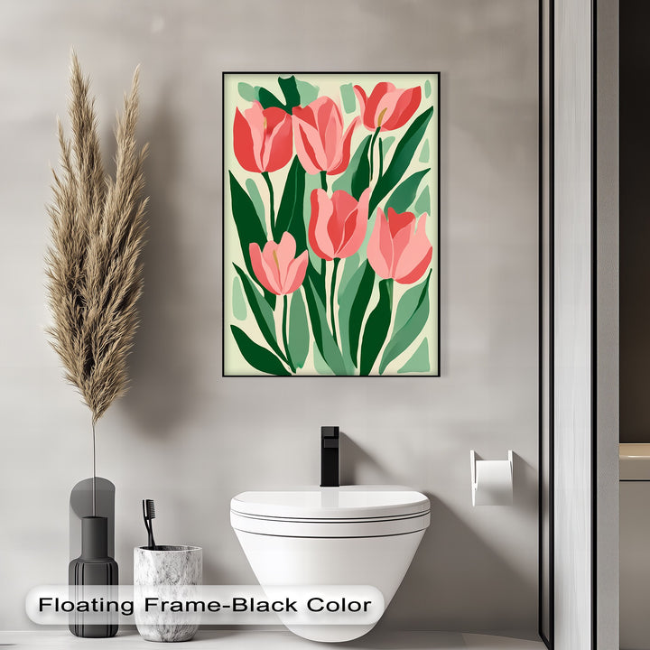 Coral Tulip Delight – Abstract Pink Tulip Canvas Print