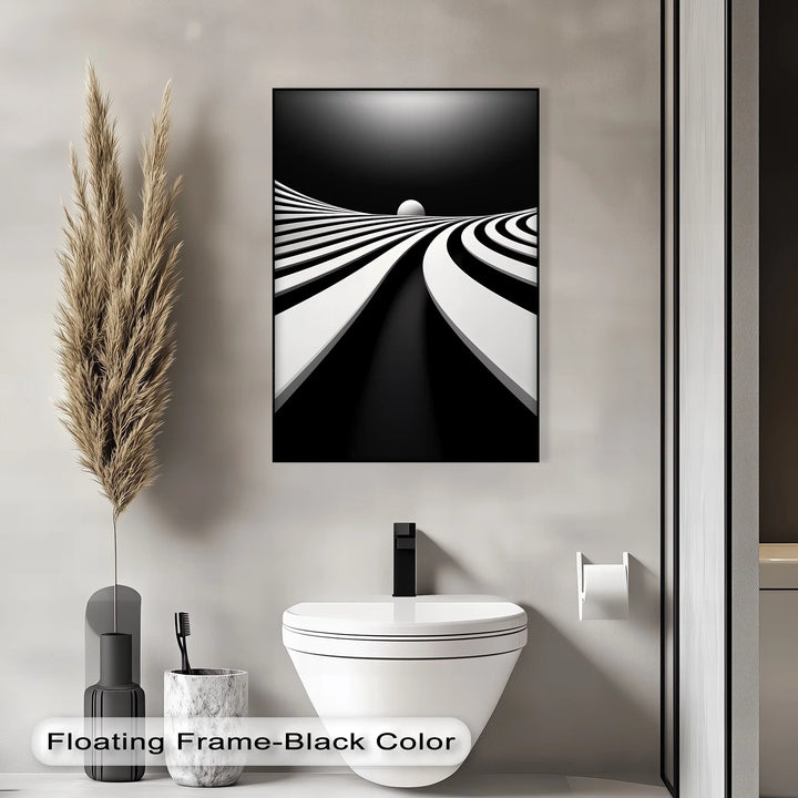 Minimalist Horizon Flow – Black & White Canvas Print - MyPhotoStation